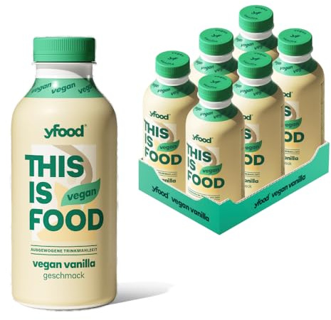 yfood Trinkmahlzeit Vegan Vanilla, 6 x 500ml, mit 28 g Protein pro Drink