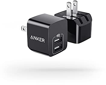 USB Charger, Anker 2-Pack Dual Port 12W Wall Charger Adapter, USB Charger Block with Foldable Plug, Charging Box Brick, Cube for iPhone 16 15 14 13 Pro Max, Galaxy S22 S21 Note 20, HTC, LG (Black)