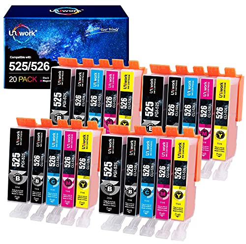 PGI-525 CLI-526 Druckerpatronen Kompatibel für Canon 525 526 Tintenpatrone | 525 526 Multipack Patronen für Canon MG5350 PIXMA MG5350 MG5150 MG5250 IP4850 IP4950 IX6550 MX885 MX715 MG6150 (20er-Pack)