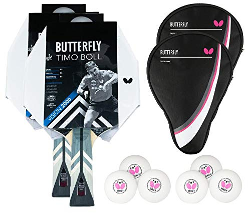 Butterfly® Timo Boll Vision 2000 Tischtennisschläger | Tischtennis Racket Bat TT Profi Wettkampfschläger technisch fortgeschrittene Spieler | ITTF zertifizierter Wakaba Belag | Griffform