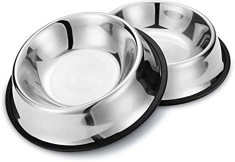 Nobleza - 2 Stück Edelstahl Hundenapf, Futternapf Hund, Wassernapf für Mittelgroße/Große Hunde, rutschfeste Stapelbare Haustiergerichte Haustiergerichte, Haustierfütterungsschüssel für Hunde 22.5 cm