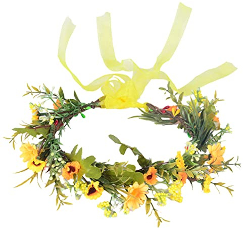 Lurrose Sonnenblumen Haarkranz Stirnband Braut Kopfschmuck Für Hochzeit Foto Party Festival Eleganter Blumenkranz Haarreif
