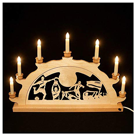 Holz-Schwibbogen Lichterbogen Schwibbogen aus dem Erzgebirge (Fussball, 50 cm)