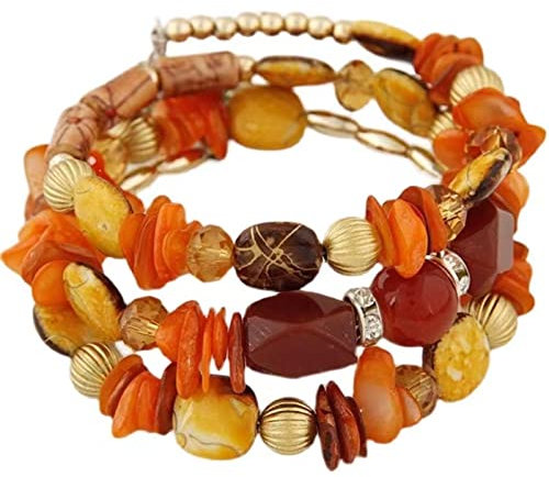 Kicomvi Boho-Armband, mehrschichtig, unregelmäßig, Achat, handgefertigt, mehrfarbig, Kristall, Türkis, Wickelarmbänder für Damen, Mädchen, Yoga-Schmuck, Kristall, Kristall, Kristall, Kristall