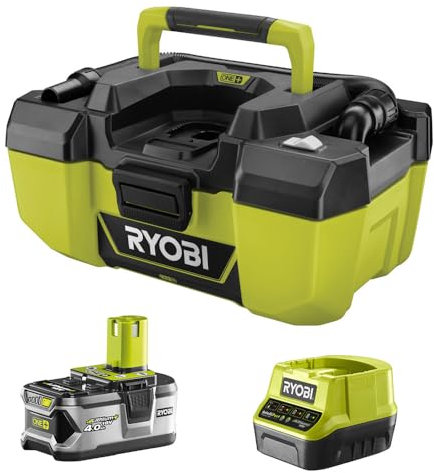 Ryobi ONE+ 18V Lithium-Ion Cordless 3 Gal. Project Wet Dry Vacuum with Accessory Storage, 4.0 Ah Battery, and Charger