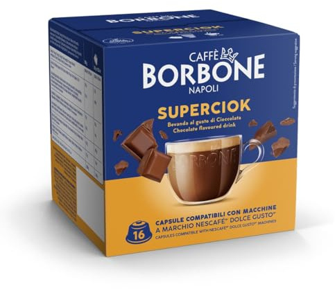 Caffè Borbone SuperCiok Capsules — 64 Capsules of Hot Chocolate (4 packs of 16) — Chocolate Pods Compatible with Nescafè* Dolce Gusto* Machines For Domestic Use