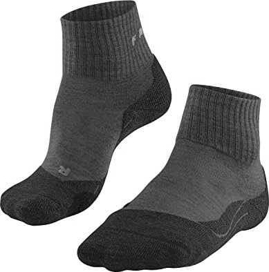 FALKE Damen Wandersocken TK2 Explore Wool Short W Sso Wolle Funktionsmaterial antiblasen dick 1 Paar, Grau Smog 3150, 37-38