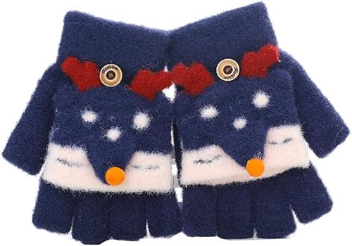 GizellMG Fingerlose Handschuhe für Weihnachten, Fuchs, Kinder, für Mädchen, Fäustling ohne Finger, Strickhandschuhe, mit Seil, Anti-Verlust, für Jungen und Mädchen, 3 Jahre weniger