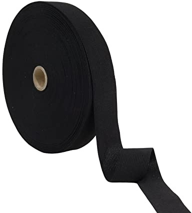MITSY Banda elástica resistente a la rotura para coser, ancha, 20 mm, 25 m, color negro, fuerte de goma para pantalones de goma para el hogar, manualidades, telas para cerca