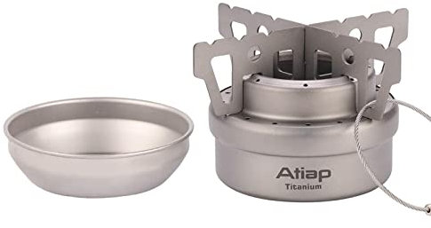 ATiAP Alcohol Stove Titanium Backpacking Camping Stove Alcool Burner avec sac de transport léger et portable