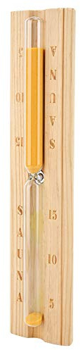 Hztyyier Rotating Sauna Sand Timer Wooden Wall Mounted Countdown Clock 15 Minutes Hour Glass Sandglass with Orange Sands