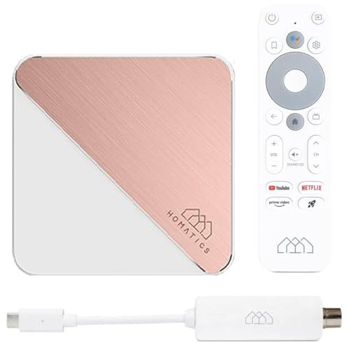 [Test SEHR GUT *] Homatics Box R 4K Plus Android TV Box + DVB-C/T2 Tuner - Smart TV Receiver, Google Zertifiziert, Dolby Atmos, Netflix 4K, Prime Video 4K, Disney+ 4K, WiFi + Nonic HDMI Kabel