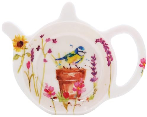 Garden Birds Melamine Tea Bag Tidy with Blue Tit
