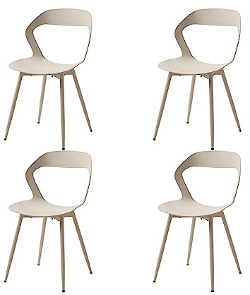 GrandCA HOME 4-pack matstolar eller kontorsstol med metallben, köksstolar för vardagsrum, matsal, mötesrum, beige