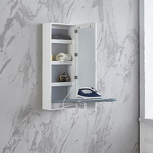Gabinete De Tablero De Planchado Montado En La Pared Moderno, Mesa De Almacenamiento De Plancha Plegable Blanca, Gabinete De Tablero De Plancha Empotrados En La Pared En El Espacio