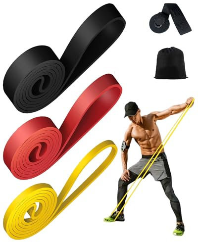 Rantizon Resistance Bands long resistance band [Set of 3] for Men Women with 3 Different Resistance Levels Gym Bands Resistance for Exercise Training Yoga Fitness Band for Chest Expanding Arm Leg