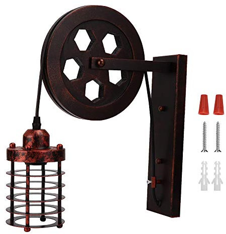 Topyond Vintage Industrial Lift Pulley Style E27 Wandleuchte, Steampunk-Dekor, Rustikale Leuchten, Retro-Lampen. Perfekt Für Café, Restaurant, Café