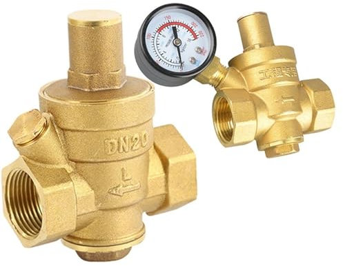 Druckminderer Wasser G 1/2 3/4 1 2 Messing Wasserdruckminderer-Halteventil DN15/DN20/DN25/DN32 Regler Einstellbares Überdruckventil Manometer Wasserdruckregler (Size : DN20, Color : Without Gaug