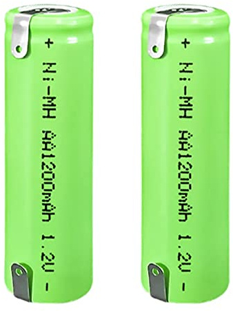CAESEA NiMH Lot de 2 batteries AA 1200 mAh pour rasoirs, tondeuses, rasoirs, etc., avec languettes
