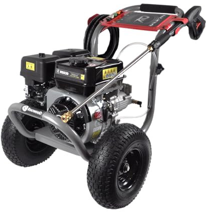 Petrol Pressure Washer RocwooD RS820 Max 4800PSI 4 Stroke Engine 9.5L/min 7HP Recoil Start 3.6L Fuel Capacity 10m Hose 212cc Engine 5 x Quick Connector Nozzles