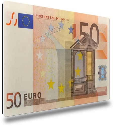 TRIOSK Kühlschrankmagnete Geldschein Deko Magnet 50 Euro Banknote Euroschein Geldgeschenk für Finanzberater Banker Geldsammler Kühlschrank Magnettafel Büro stark eckig groß 85x55 mm