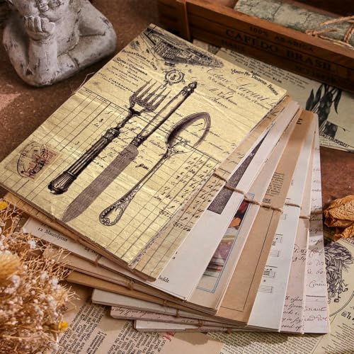 120 Blatt Scrapbook Papier für Bullet Journal & Decorative Craft Paper | 4 Themen: Vintage Motivpapier & Scrapbook Paper mit Briefen, Notenpapier und Astronomie für Scrapbooking, Collagen & DIY