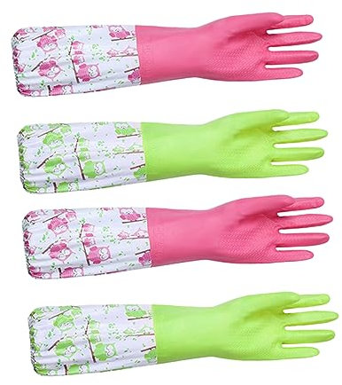 COLLBATH 2 Paar Gummihandschuhe Verlängerte Küchenhandschuhe Haushaltshandschuhe Für Spül Und Reinigungsaufgaben