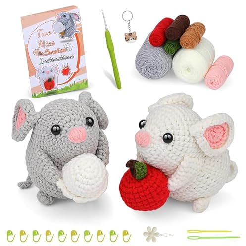 Häkel-Set für Anfänger, Häkel-Set für Hamster - Strick-Set für Anfänger zum Häkeln, Stricken mit Tieren für Kinder, U-Kits