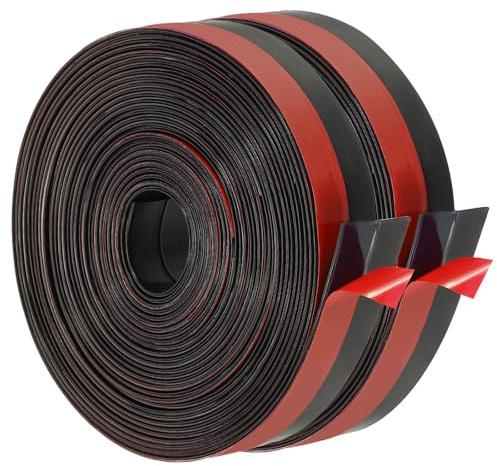PATIKIL Silicone Seal Strip, 2 Roll 20 Ft x 1 Width Self Adhesive Door Draft Stopper Weather Stripping Tape for Gap, Door Under Bottom, Sliding Door, Shower Glass Gaps, Black/Red'