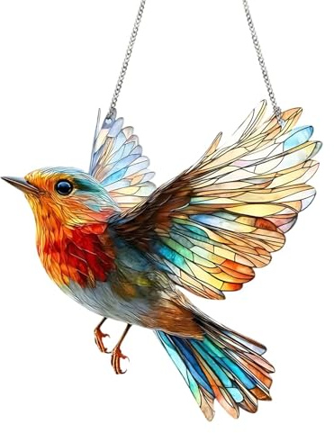 Generisch Acryl-Kolibri-Fensteranhänger - Bunter Vogel-Sonnenfänger mit Farbverlauf | 2D-Acryl-Kolibri-Wanddekoration für drinnen und draußen