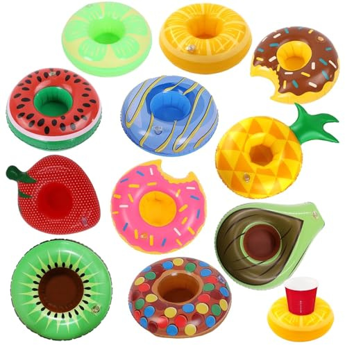 CLDURHGE Aufblasbares Getränkehalter-Set, Getränkehalter Pool, Aufblasbarer Getränkehalter Pool Getränkehalter Untersetzer, Aufblasbarer Getränkehalter Pool Aufblasbare Bierhalter Schwimmender(11Stk)