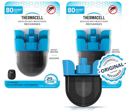 THERMACELL Recharge Liquide Anti Moustiques et Moustiques Tigres - Protection Efficace 29m² - Compatible avec Boucliers - Durée 160h - Inodore - 1 Pack De 4 Unités