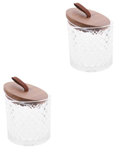 Amosfun Sealed Glass Storage Jar Wood Lids Airtight Storage Containers for Food Tea Spices