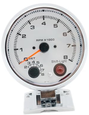 CHILDWEET Digitaler 12 v Auto Drehzahlmesser 95mm Weißes Zifferblatt Rotes Licht Messgerät Mit Drehbarer Montagebasis Für Fahrzeuge