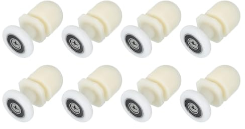sourcing map 23mm Shower Door Rollers, Sliding Shower Doors Runners Wheels Replacement for Bathroom Glass Doors 4-6mm, White 8 Pcs