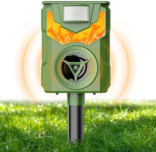Repellente per Gatti, Repellente Solare per Piccioni, Repellente per Roditori a Ultrasuoni, Faro Analogico, IP44 Impermeabile per Gatti, Cani, Piccioni, Ratti e Volpi