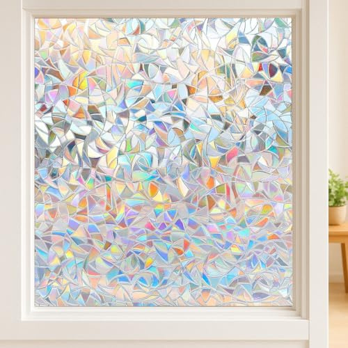 vgoltd Window Film Rainbow Privacy Film for Glass Windows Decorative Stickers for Glass Privacy Static Cling Rainbow Vinyl Films for Home & Office (60cm x 5m)