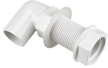 Bent Tank Connector White 21.5MM, Solvent Weld Connection, No Expansion Gap Required on Solvent Weld, 5 in Pack