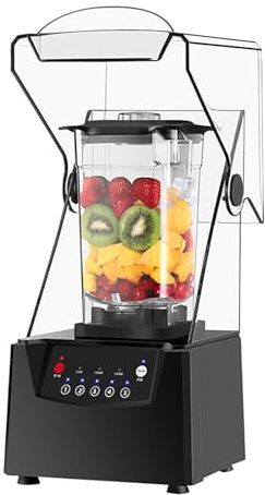 Licuadora comercial Quiet Shield de 2200 W, licuadora industrial profesional de 2 litros para triturar hielo, batidos y batidos de cocina