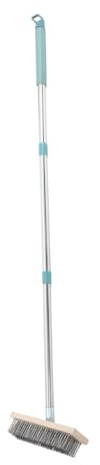 VILLFUL Brosse à Récurer Acier Inoxydable Manche Long Brosse Dure Sol Extérieur Nettoyage Terrasse Garage Piscine Béton