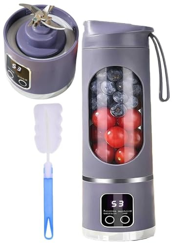 Exprimidor Digital Con Pantalla LED Inteligente, Licuadora Portátil Multimodo Con Vaso For Frutas, Diseño A Prueba De Fugas For Batidos, Dietas Líquidas Y Alimentos(Purple)