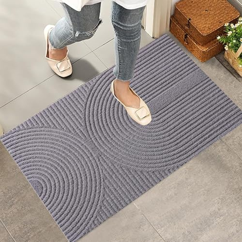 Diaxilu Fußmatte 60x90 cm Innen und Außen - rutschfeste Schmutzfangmatte - Waschbar Fussmatte, Wasserdicht Türmatte - Schmutzfänger Teppich für Eingang, Haustür, Patio, Flur, Garten (Grau)