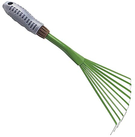 Gartenrechen, Rasenrechen, Gartenrechen, mit Stiel, 9 Zähne for kleine Besenblätter, Anwendungsbereich: Topfpflanzen, Innenhöfe, Balkone, Gärten usw. Harken von Gras und Laub