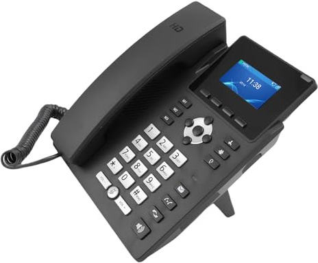 Aumotop Elegant Affärs-IP-telefon med 2,4-tums LCD-skärm och 2-vägs Ljudkonferens, för Tydliga Samtal i Bullriga Miljöer, Svart Material