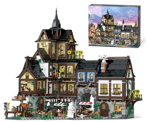 MikaBrical Klemmbausteine Mittelalter Schloss - 3867 Teile Mittelalterliche Stadt Burg Architektur, Bausteine Haus Modular Building Set für Erwachsene