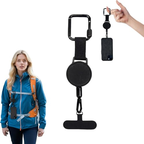 Retractable Anti-Theft Phone Tether - Retractable Keychain Antitheft Phone Strap With Carabiner, Anti-loss Cellphone Lanyard For Outdoor Hiking Climbing Fishing, Cycling