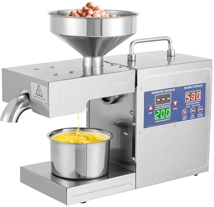 Oil Press Machine, Automatic Oil Presser Cold Hot Press, Commercial Automatic Stainless Steel Cold Press Oil Machine, Oil Pressure Machine for Home, 820W 110V