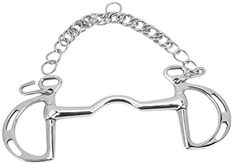 Fydun Filetto per Cavallo in Acciaio Senza Anello a D con Catena - Bocca del Cavallo da 135 Mm, Design Anti-, Ideale per l'addestramento e l'allevamento