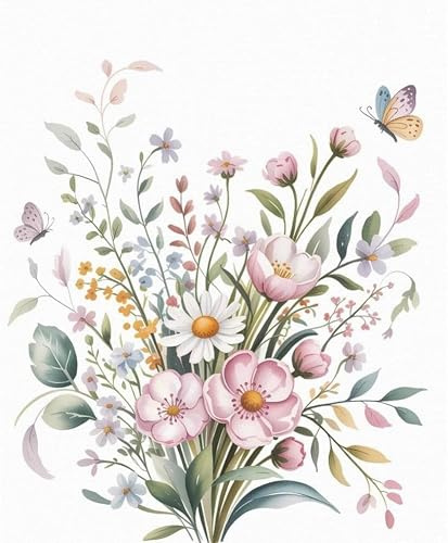 Cuadro de Diamantes Flores 5D,Kit Diamond Painting Adultos con Pintura Diamante Full Drill,Pintura de Diamantes para Adultos DIY,Decoración de Pared para Hogar Dormitorio,Regalo Creativo Arte 30x40cm