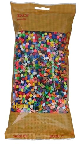 HAMA BEADS 205-68 - Perlas de planchar (tamaño mediano, aprox. 6000 unidades en 52 colores diferentes, multicolor. , color/modelo surtido